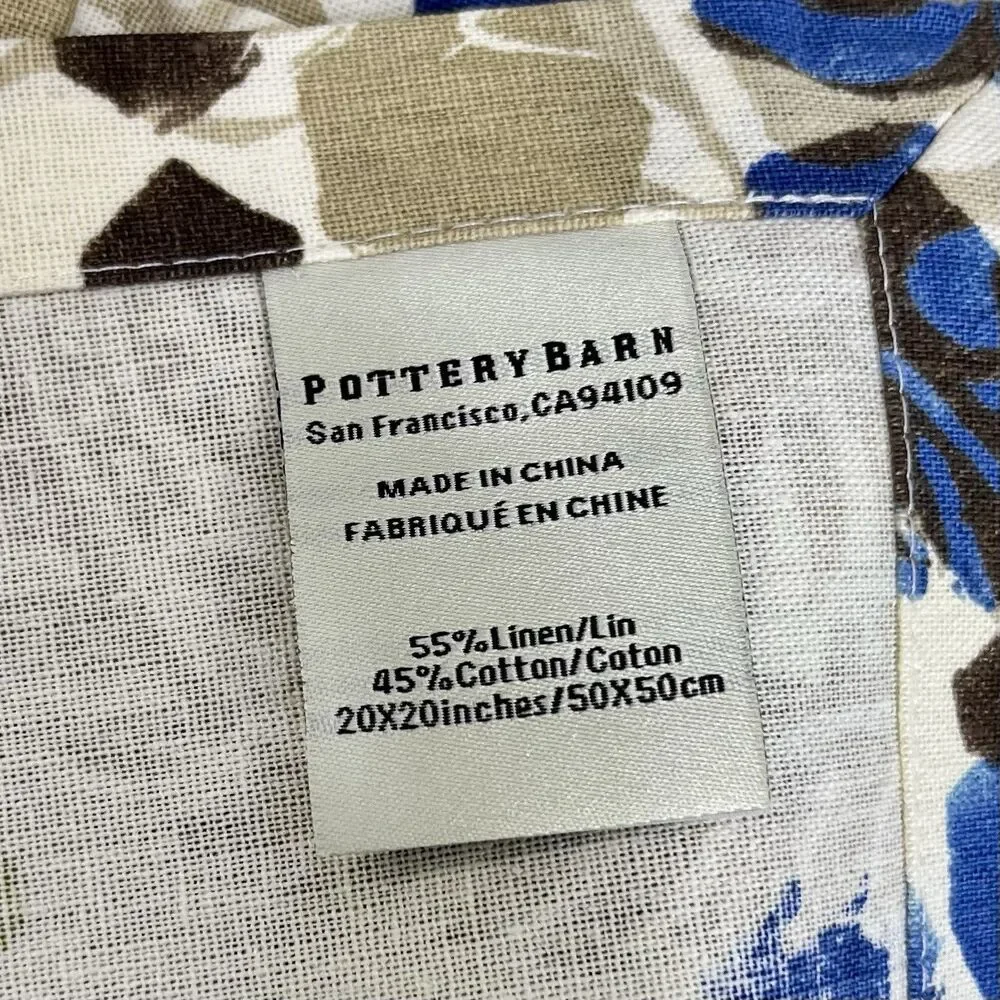 POTTERY BARN Linen Napkins 20x20 Floral Tropical Set of 12
